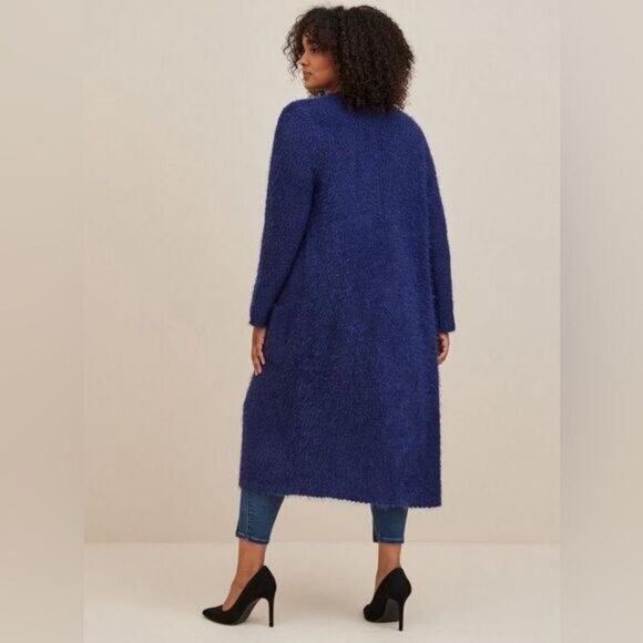 Torrid Popcorn Duster Open Front Sweater Blue 1/1X - Picture 3 of 16